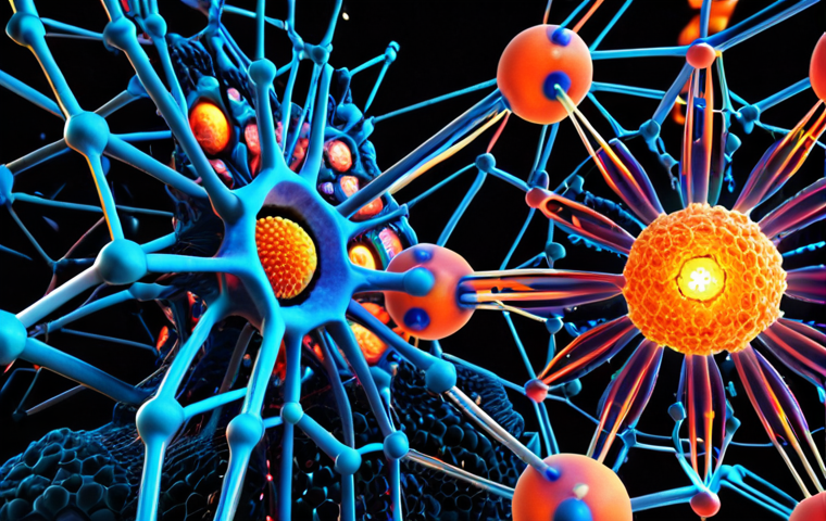 **

A vibrant, abstract image showcasing nanomaterials. Tiny, glowing structures (fullerenes, nanotubes, quantum dots) assemble themselves into larger, complex patterns. The background is a dark, futuristic laboratory with holographic displays showing atomic structures. The overall feeling should be one of wonder and technological advancement. Focus on vibrant colors and intricate detail.

**