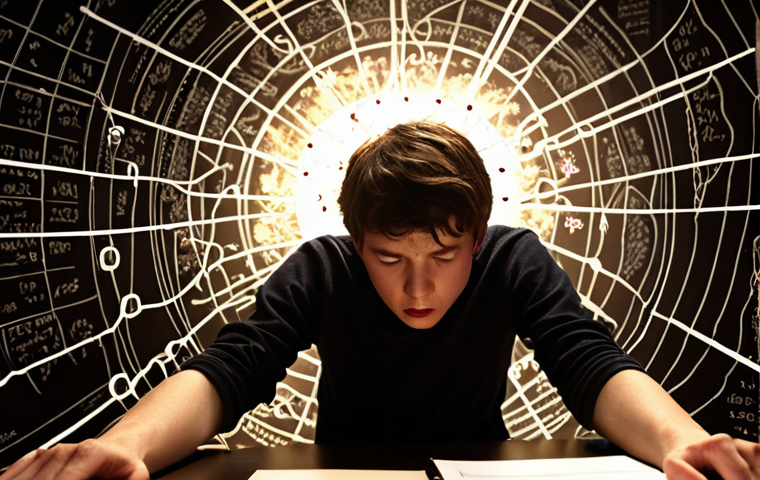 A student sits slumped at a desk, surrounded by a chaotic whirlwind of jumbled, unreadable physics equations and diagrams that visually form an impenetrable "brick wall" of confusion. Their expression conveys deep frustration and overwhelm, symbolizing hitting a mental block. In stark contrast, a glowing, interconnected network of fundamental physics principles (like ethereal force vectors, energy flow lines, or quantum wave patterns) begins to illuminate from within the "wall," forming a clear, guiding pathway or a radiant compass pointing towards profound conceptual understanding. The background is dark and abstract, emphasizing the dramatic shift from despair to an "unlocking of the core" understanding. Cinematic, high detail, capturing the emotional and intellectual struggle followed by a moment of clarity.