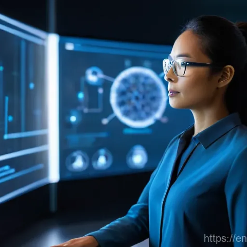 물리학자의 업무사례 분석 - **Prompt:** A dynamic, high-definition image of a diverse female physicist in her mid-30s, dressed i...