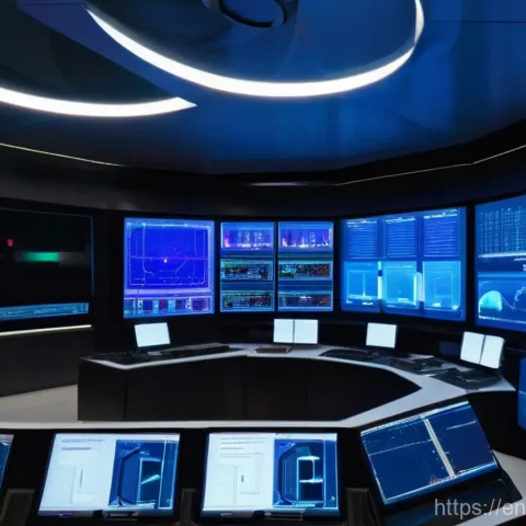 플라즈마 물리학 실험 - **Prompt:** A highly advanced, futuristic control room overseeing a compact fusion reactor. The room...