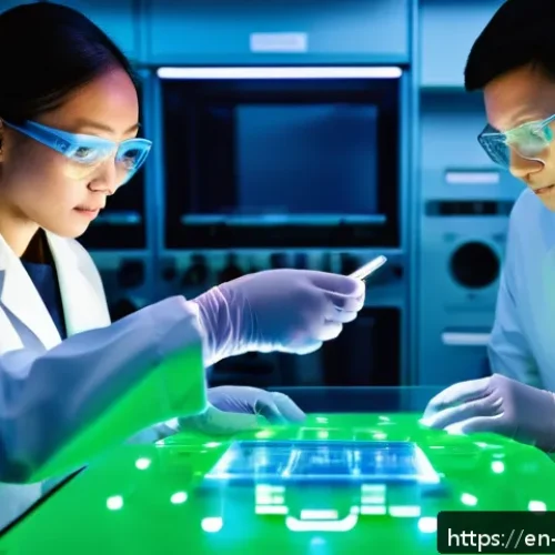 Home 31 고체물리학과 반도체 연구 - A highly detailed futuristic laboratory scene showcasing ultra-thin, flexible electronic devices mad...