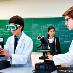 Home 18 물리학과 물리 교사 되는 법 - A modern high school physics classroom scene showing a diverse group of teenagers actively participa...